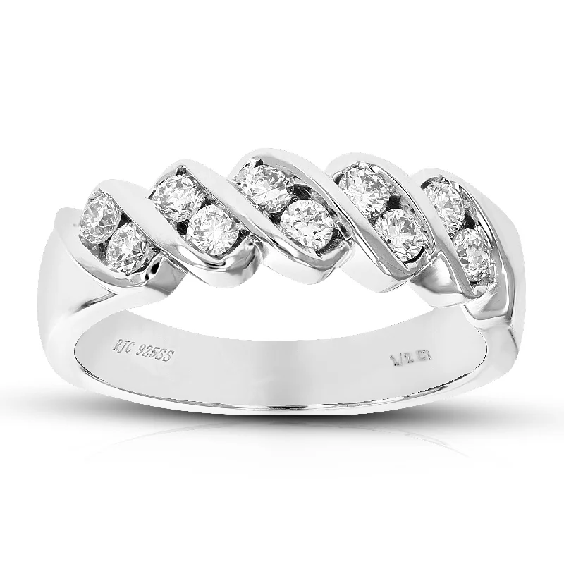 women custom engagement rings -1/2 cttw Round Cut Lab Grown Diamond Engagement Ring .925 Sterling Silver Channel Set