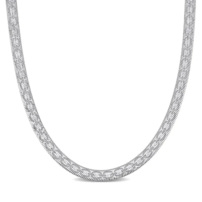 women luxury gold necklaces -Miadora 4.5mm Fancy Herringbone Necklace in Sterling Silver