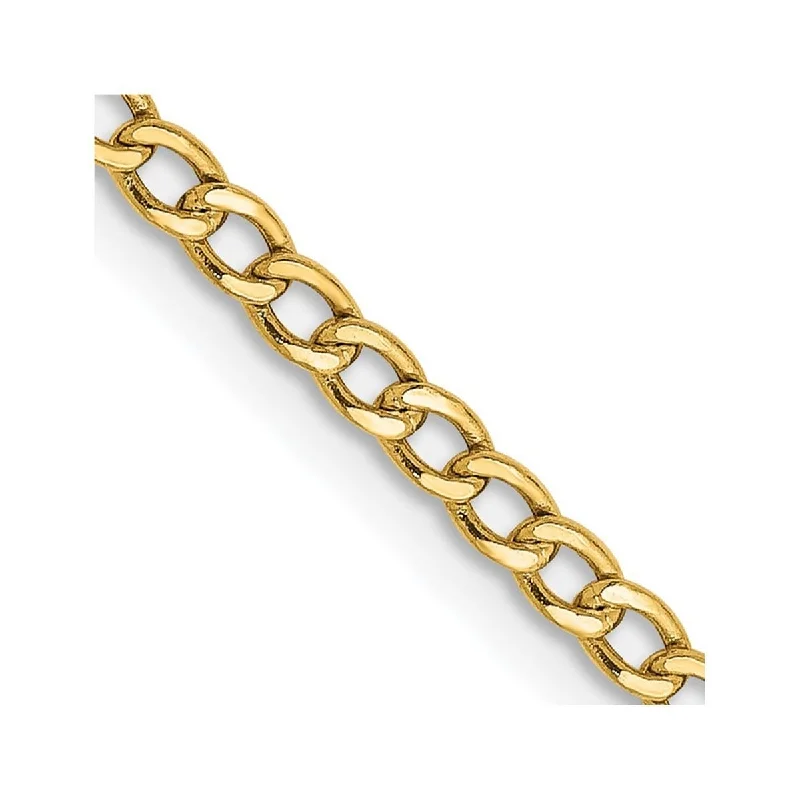 women short necklaces -Curata 10k Yellow Gold 2.5mm Semi-solid Curb Link Chain Necklace (Lobster) Options: 16 18 20 22 24 26 28