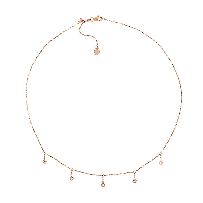 women sparkly necklaces -Marquee Jewels 14K Solid Rose Gold 1/6 CTW Diamond Bezel Drop Necklace