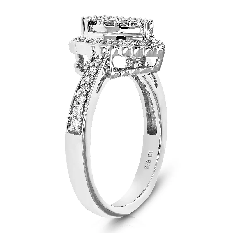 women alternative engagement rings -5/8 cttw Round Cut Lab Grown Diamond Engagement Ring .925 Sterling Silver Prong Set