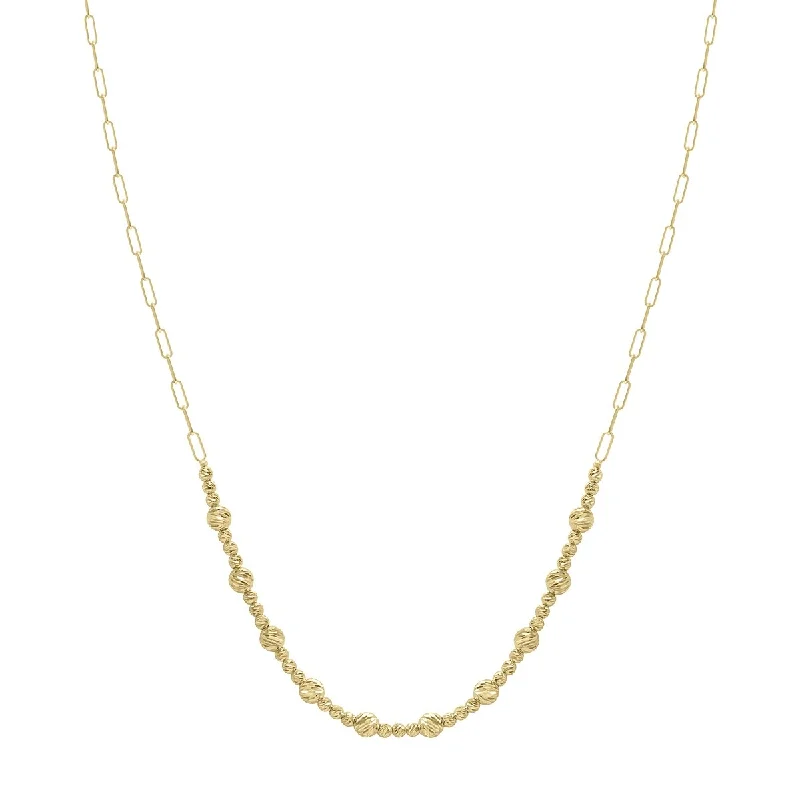 women ruby necklaces -Marquee Jewels 14K Yellow Gold Bead Paperclip Necklace with Lobster Clasps