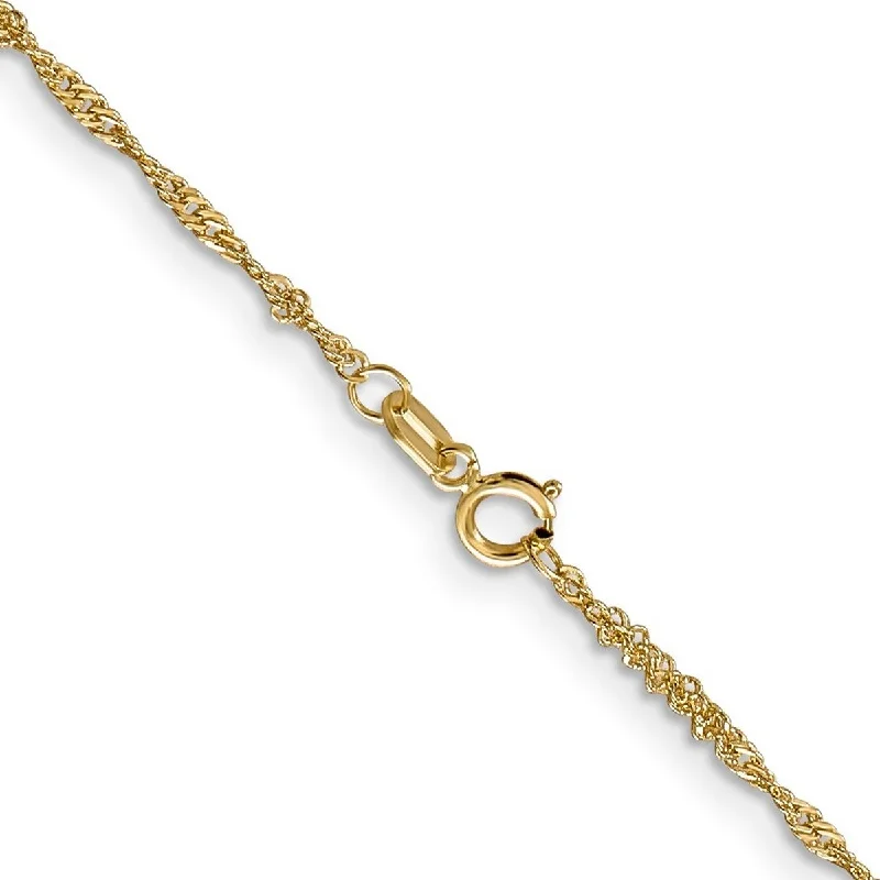 women sterling silver necklaces -Curata 14k Yellow Gold 1.3mm Wide Singapore Chain Necklace Options: 16 18 20 24