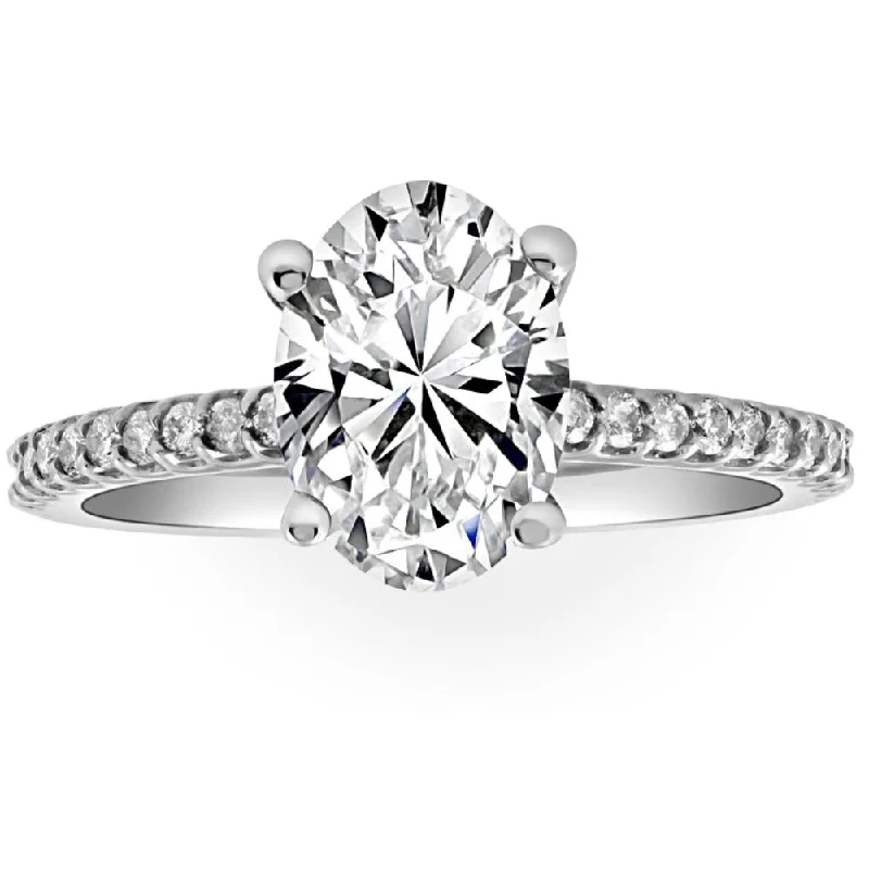 women elegant vintage engagement rings -H/VS 2.50Ct Oval Lab Grown Diamond Engagement Ring in 14k White Gold