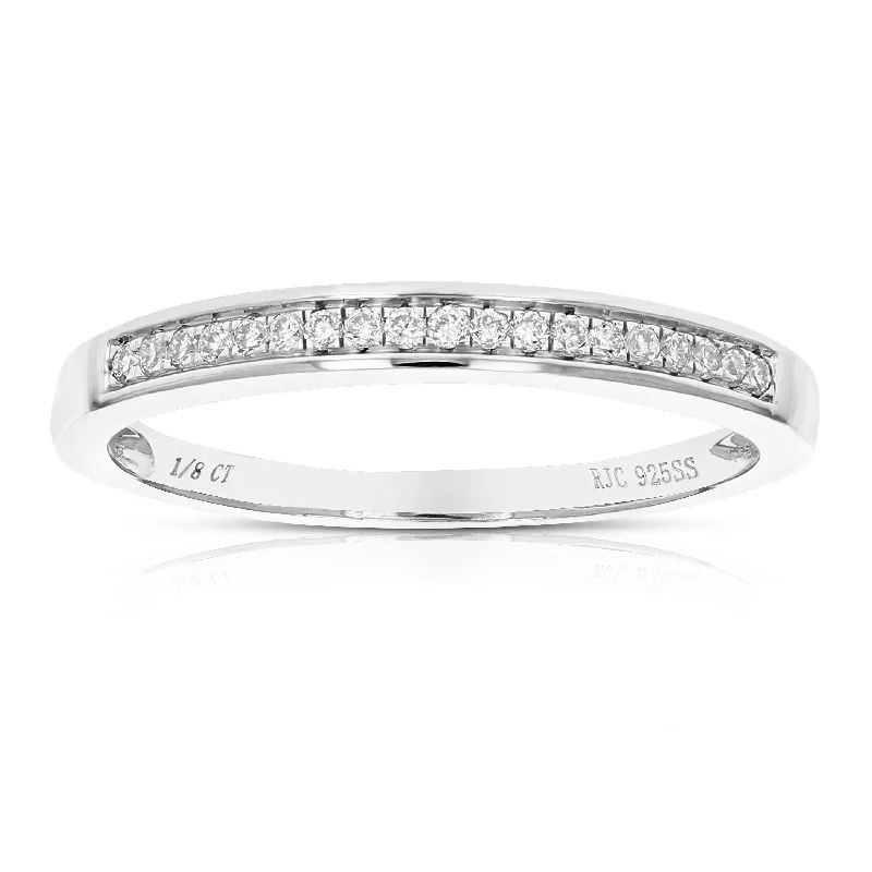 women creative engagement rings -1/10 cttw Round Cut Lab Grown Diamond Engagement Ring .925 Sterling Silver