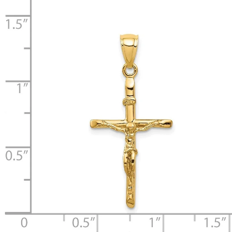 women fashion necklaces -Curata 14k Yellow Gold 18" Solid 17mmx35mm Stick Crucifix Cross Pendant Necklace Necklace