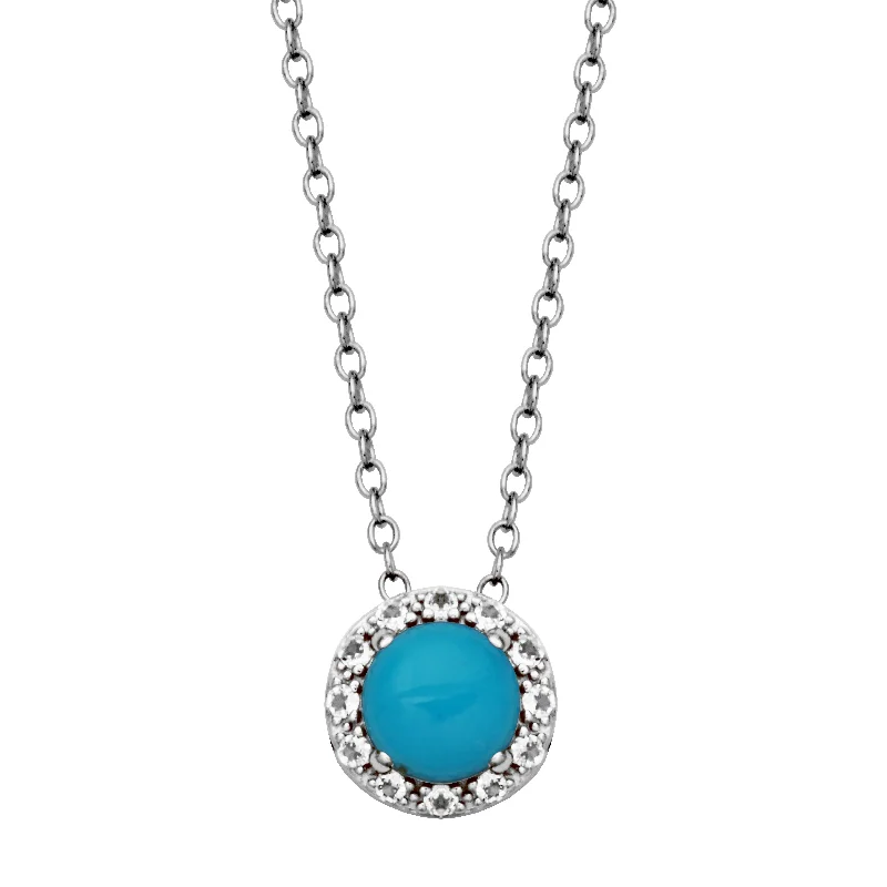 women high-quality necklaces -Sterling Silver Turquoise White Topaz Necklace