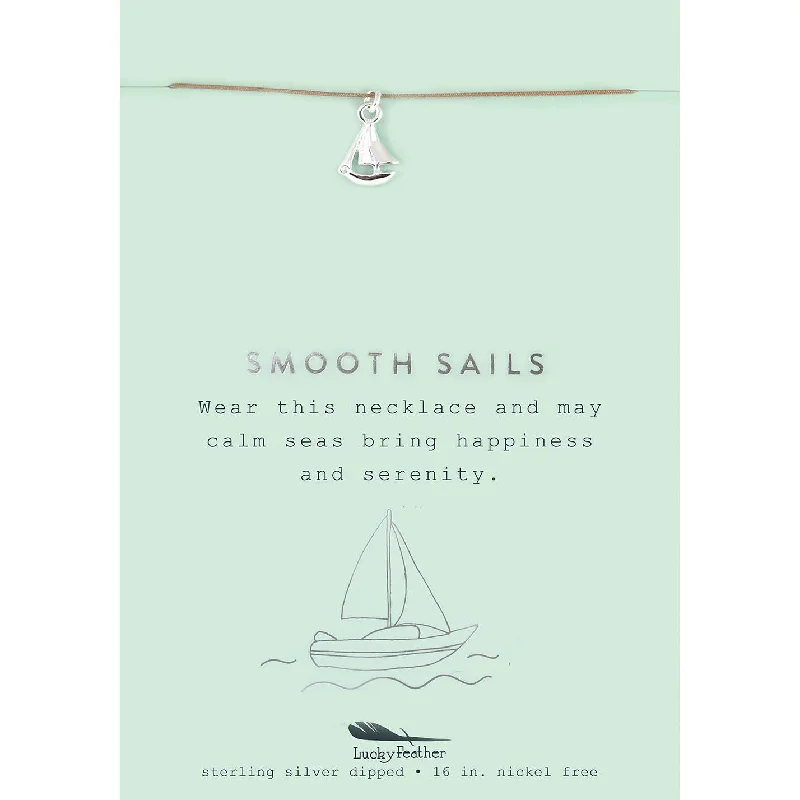 women double-layer necklaces -Smooth Sails - Silver Sailboat Necklace