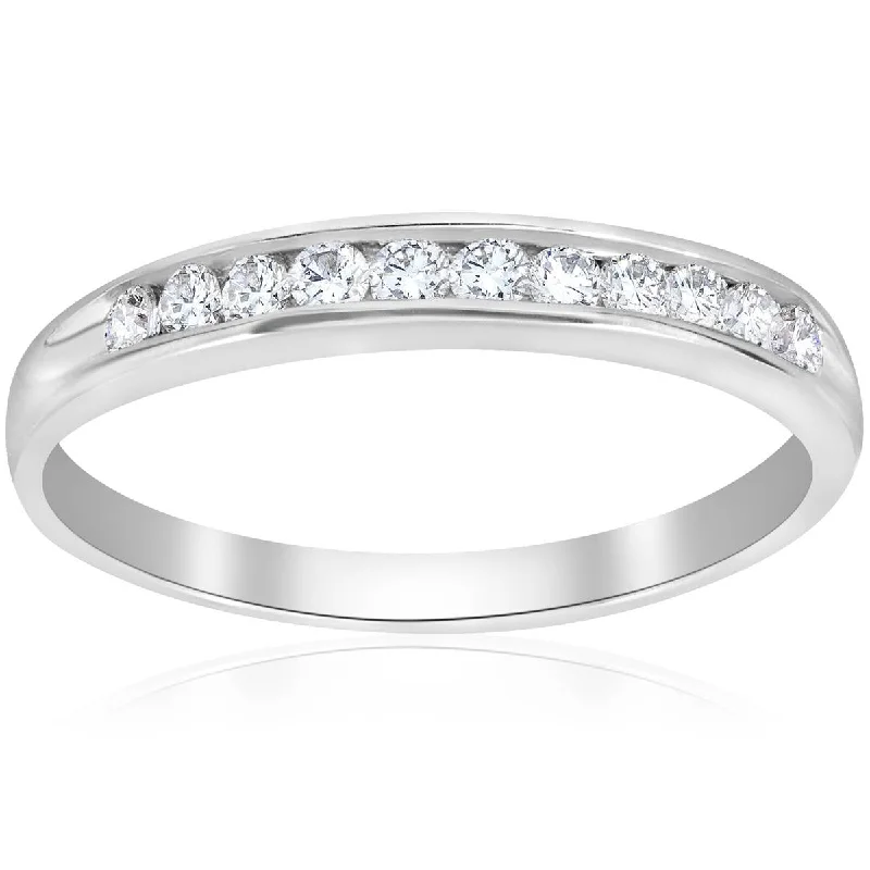 women romantic engagement rings -Platinum 1/4Ct Diamond Lab Created Womens Wedding Channel Set Ring