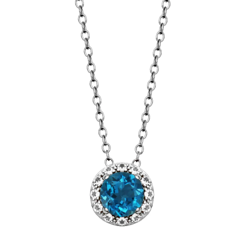 women timeless necklaces -Sterling Silver Blue Topaz and White Topaz Necklace