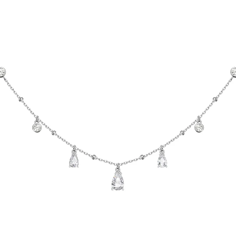 women beaded necklaces -FANCIME “Wisteria Petal” Sterling Silver Station Clavicle Chain Necklace