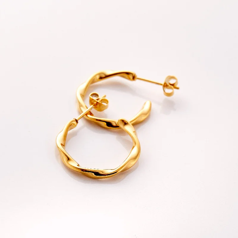 women gold earrings -Ripple Hoop Earrings