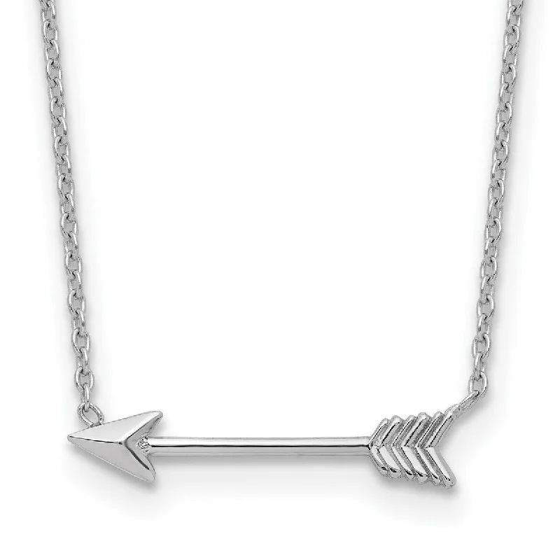 women geometric chain necklaces -Curata 14k White Gold Polished Arrow Necklace (4mm x 20mm), 17"