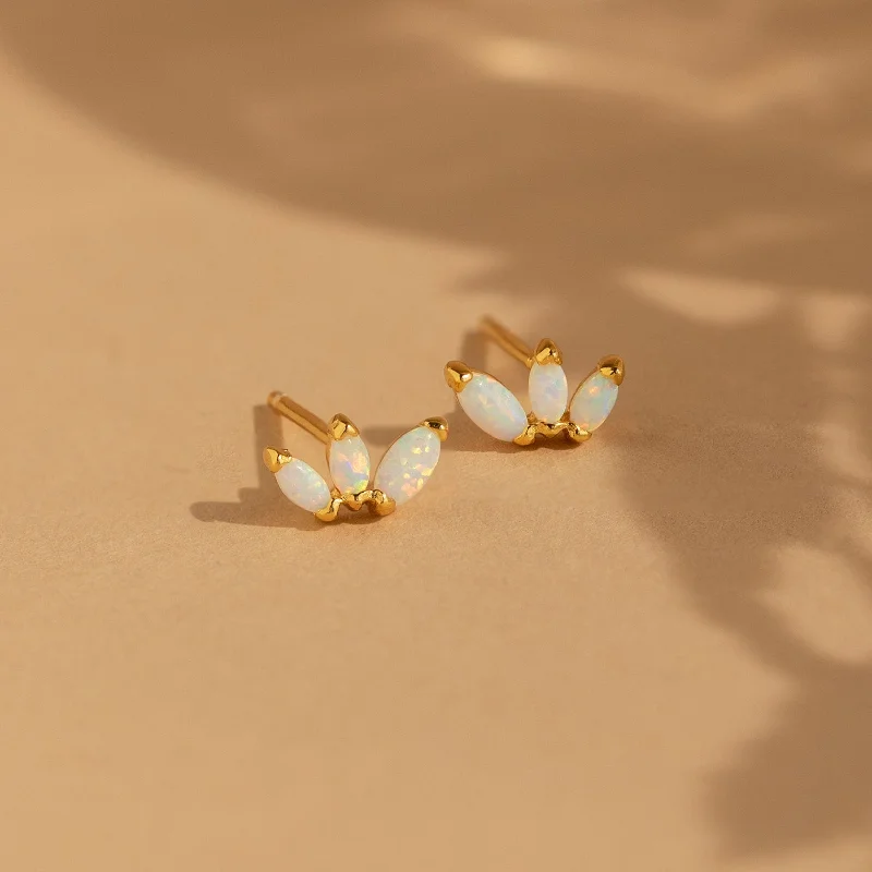 women eco-friendly earrings -Opal Marquise Studs