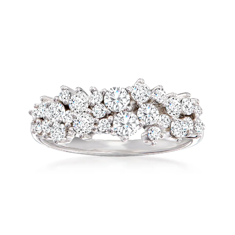 women engagement rings with diamonds -Ross-Simons Diamond Cluster Ring in 14kt White Gold