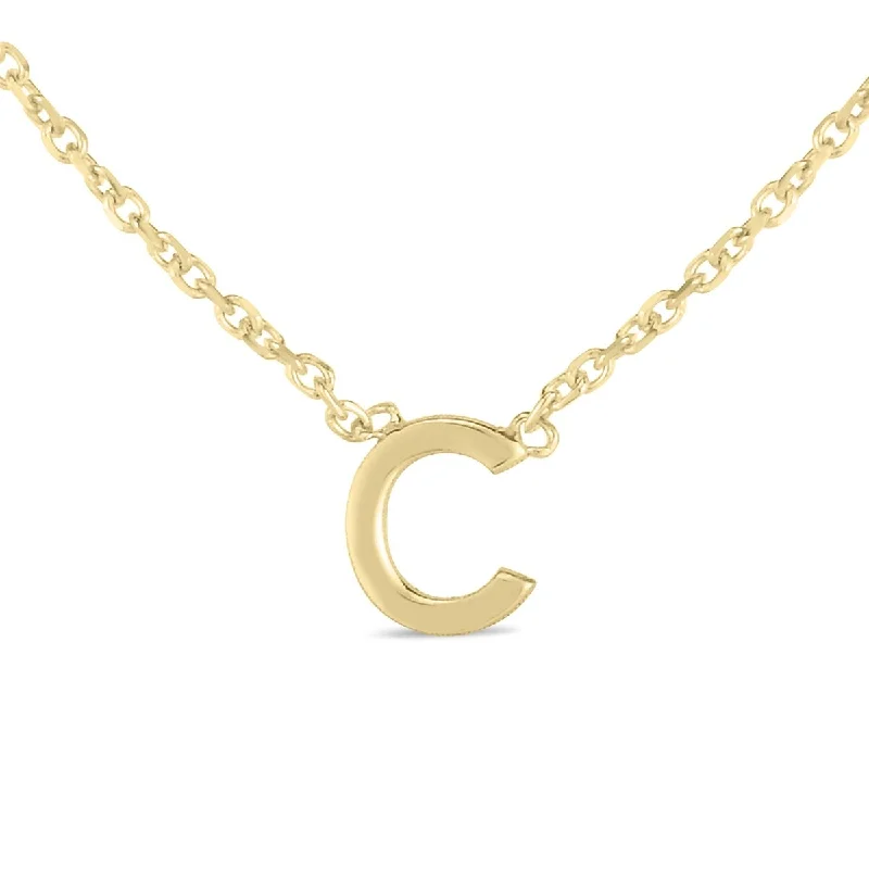 women custom name necklaces -Marquee Jewels 14K Solid Yellow Gold C Mini Initial Necklace