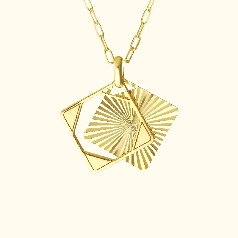 women chic necklaces -Rhombus Medallion Paper Clip Chain Necklace