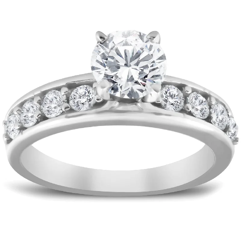 women vintage engagement ring sets -2 Ct Round Cut Diamond Engagement Solitaire Ring 14k White Gold