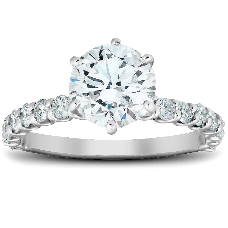 women sparkling engagement rings -1 3/4 Ct Round Cut Diamond Engagement Ring 14k White Gold