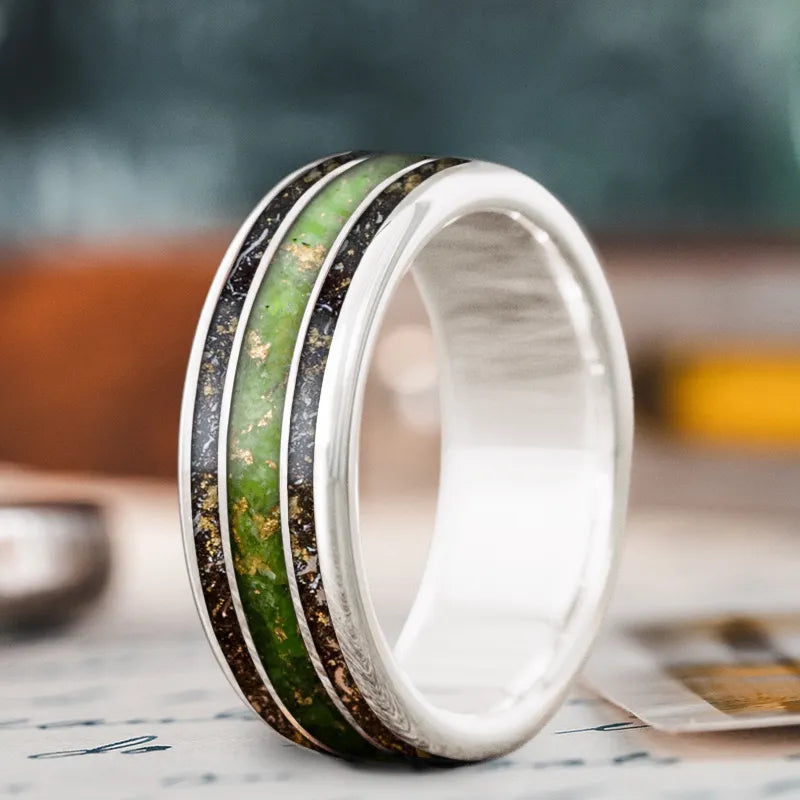 women classic wedding bands -Custom Design - 3-Inlay Wide Center Ring Wwrcvg3Q9aMftlOV3sVKrDi_