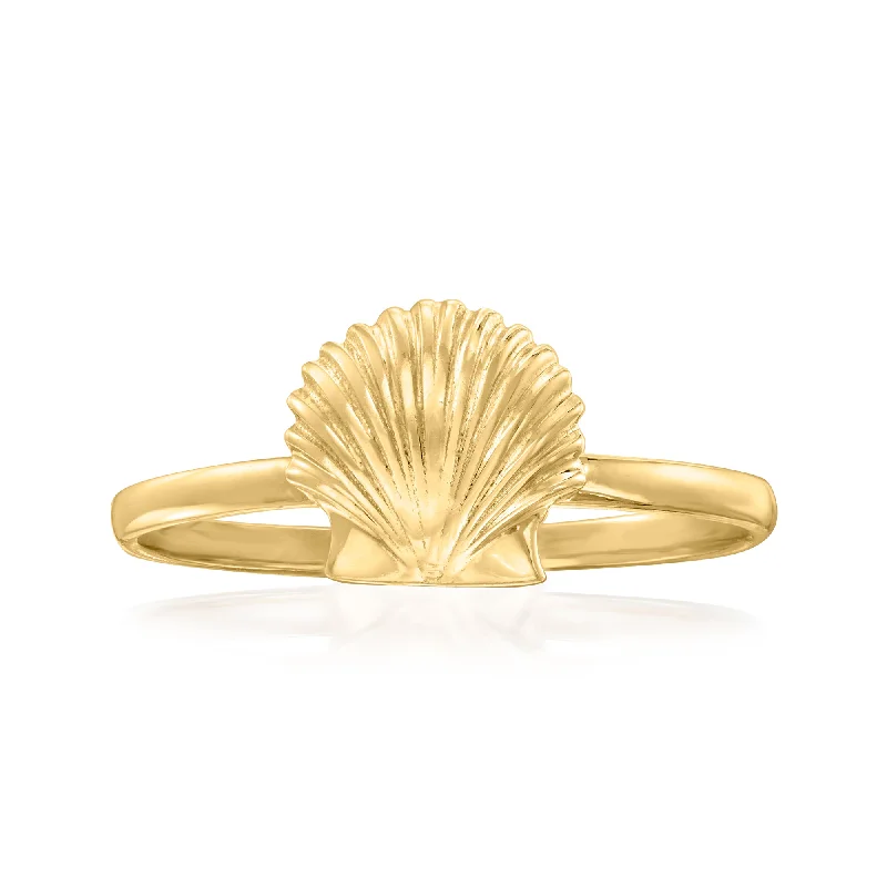 women simple engagement rings -Canaria 10kt Yellow Gold Scallop Seashell Ring