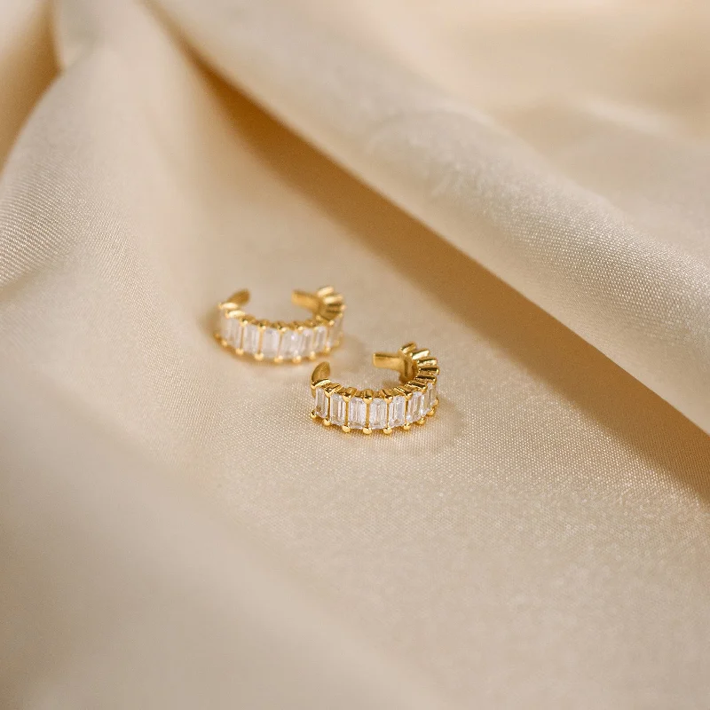 women drop earrings -Baguette Ear Cuffs