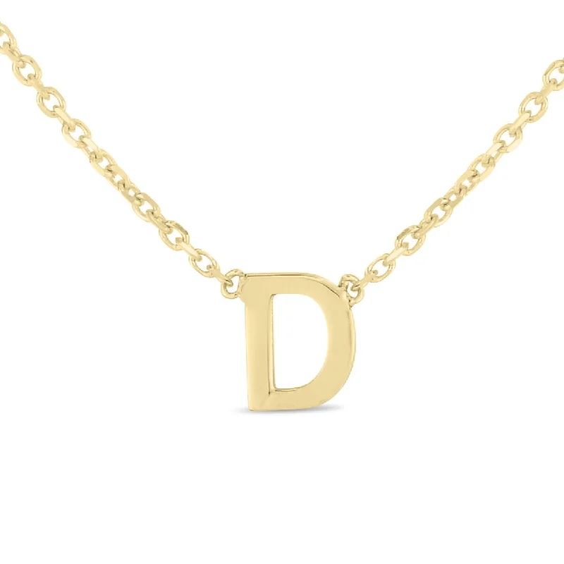 women affordable necklaces -Marquee Jewels 14K Solid Yellow Gold D Mini Initial Necklace