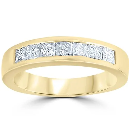 women gemstone engagement rings -1ct Princess Cut Diamond Wedding Anniversary Ring 14k Yellow Gold