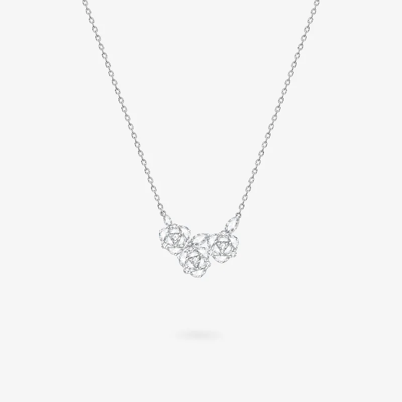 women simple chain necklaces -"Three Roses" Sterling Silver Necklace