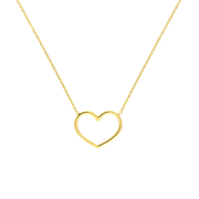 women eco-conscious necklaces -Marquee Jewels 14K Solid Yellow Gold Charming Open Heart Necklace