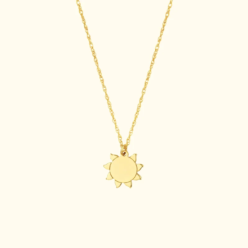 women sparkling diamond necklaces -Mini Sun Necklace