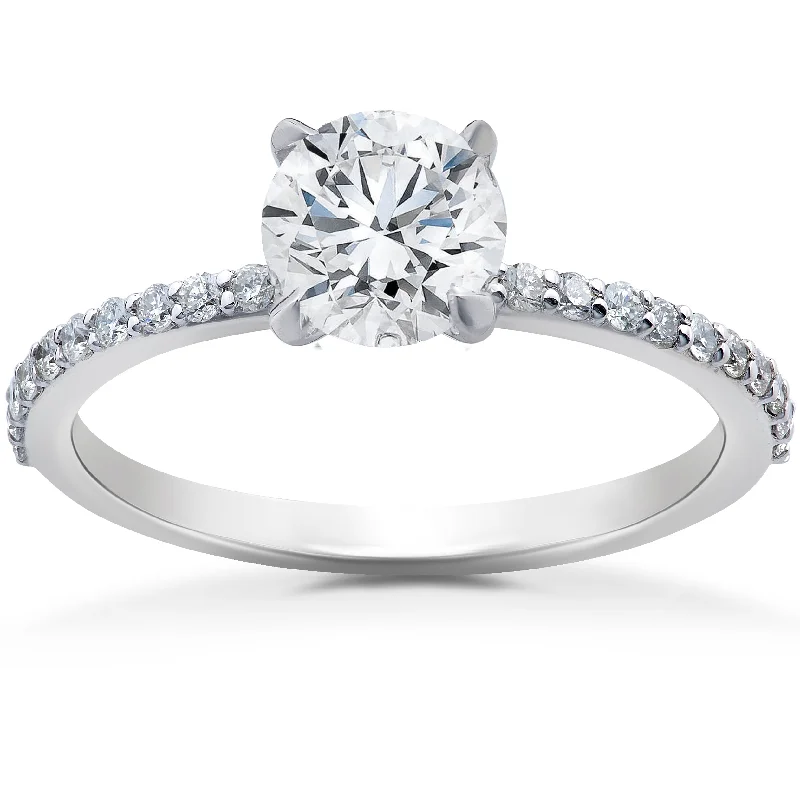 women diamond engagement rings -1 ct Lab Grown Diamond EX3 Engagement Ring 14k White Gold (G-H,SI1-SI2)