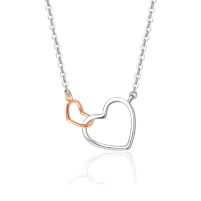 women heart-shaped necklaces -FANCIME Love Heart 14K White Gold Rose Gold Necklace