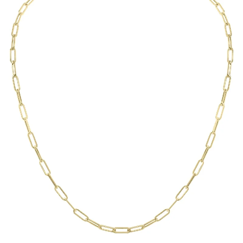 women ruby necklaces -Marquee Jewels 14K Yellow Gold Dainty Paperclip Necklace With Lobster Clasp - 16 Inch