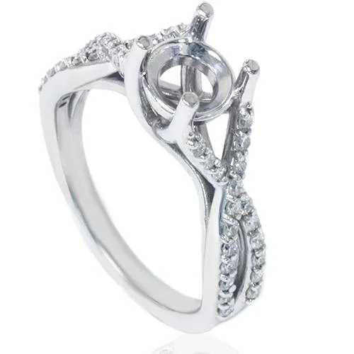 women elegant engagement rings -1/2ct Twist Diamond Ring Setting 14K White Gold