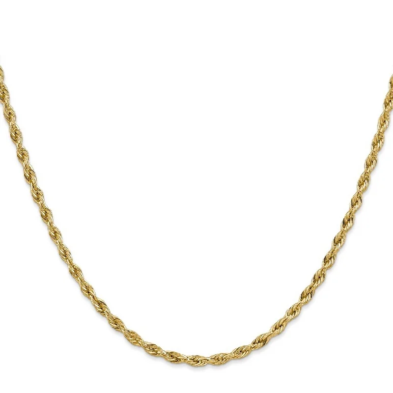 women infinity necklaces -Curata 10k Yellow Gold 3.0mm Semi-solid Rope Chain Necklace (Lobster) Options: 16 18 20 22 24 26 28