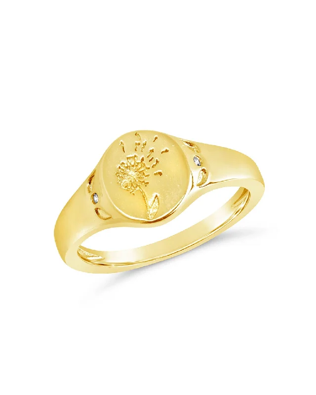 women gold rings -Make A Wish Signet Ring