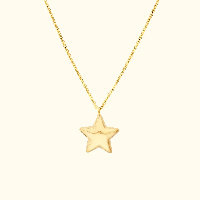 women dainty gold necklaces -Puff Star Necklace with Lobster