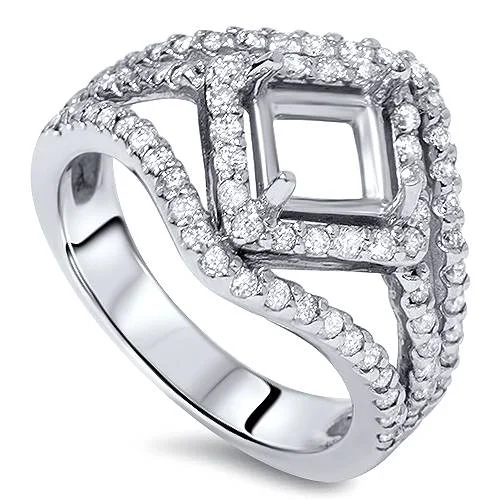 women heart-shaped engagement rings -3/4ct Fancy Princess Cut Diamond Engagement Setting