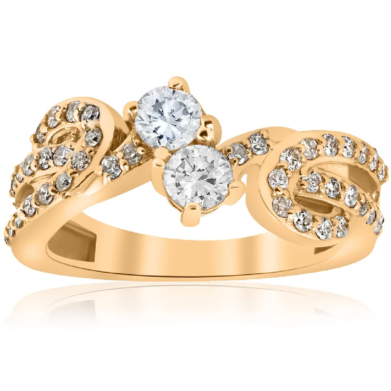 women forever engagement rings -1 cttw Diamond Two Stone Forever Us Engagement Ring 14k Yellow Gold