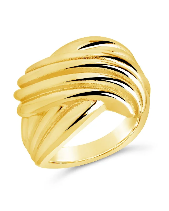 women unique rings -Plié Textured Statement Ring