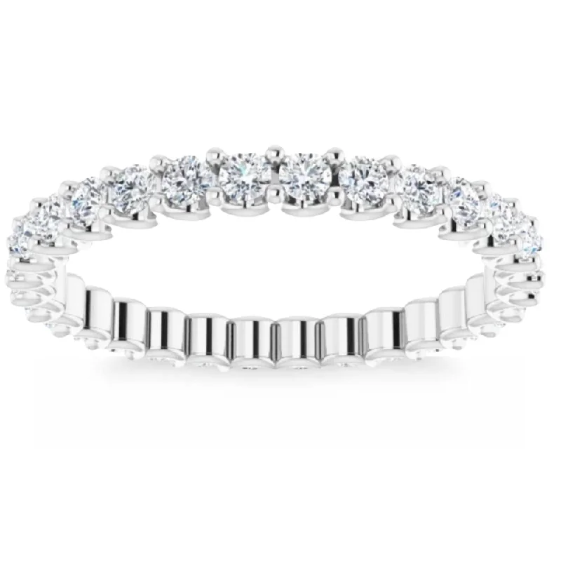 women birthstone engagement rings -3/4Ct Diamond Eternity Ring 14k White Gold U Prong