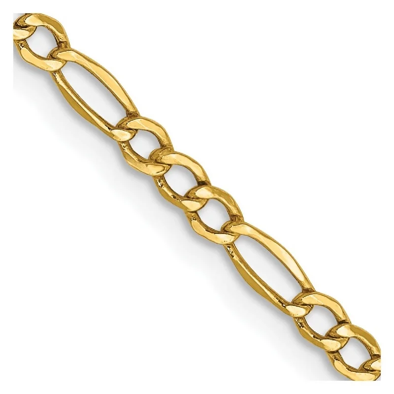 women double-layer necklaces -Curata 14k Yellow Gold 2.5mm Semi-solid Figaro Chain Necklace Options: 16 18 20 22 24 26