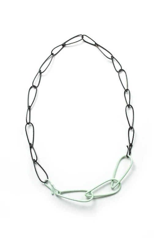 women charm necklaces -Modular Necklace in Steel and Soft Mint