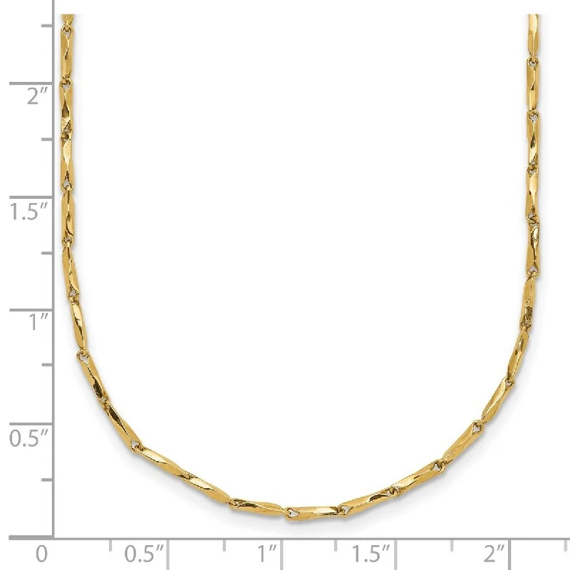 women minimalist gold necklaces -Curata 14k Yellow Gold Polished Twisted Bar Link Necklace, 17"