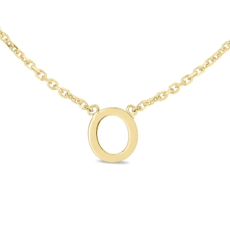 women sterling silver necklaces -Marquee Jewels 14K Solid Yellow Gold O Mini Initial Necklace