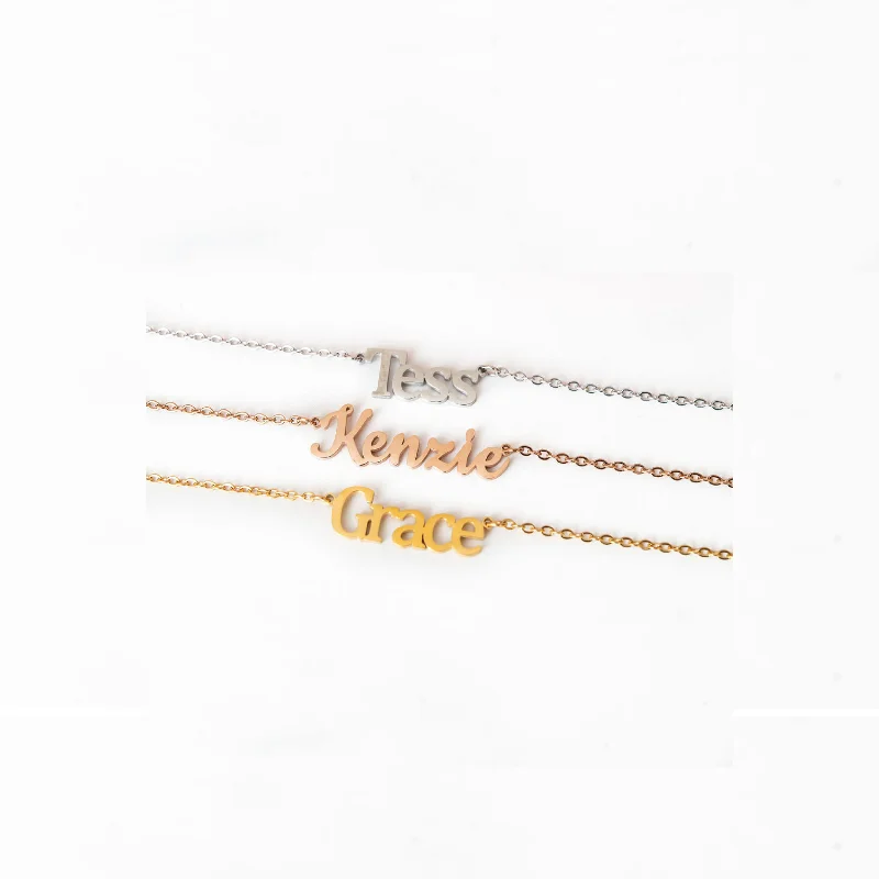 women wedding necklaces -Custom Nameplate Necklace