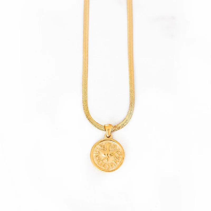 women sparkly necklaces -Dove Medallion Necklace