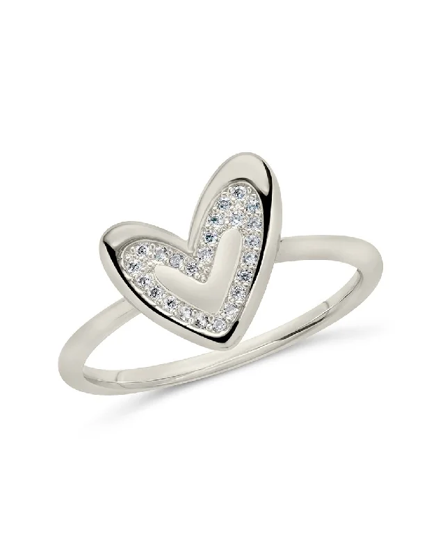 women gold-plated rings -Sterling Silver Mabel CZ Heart Ring