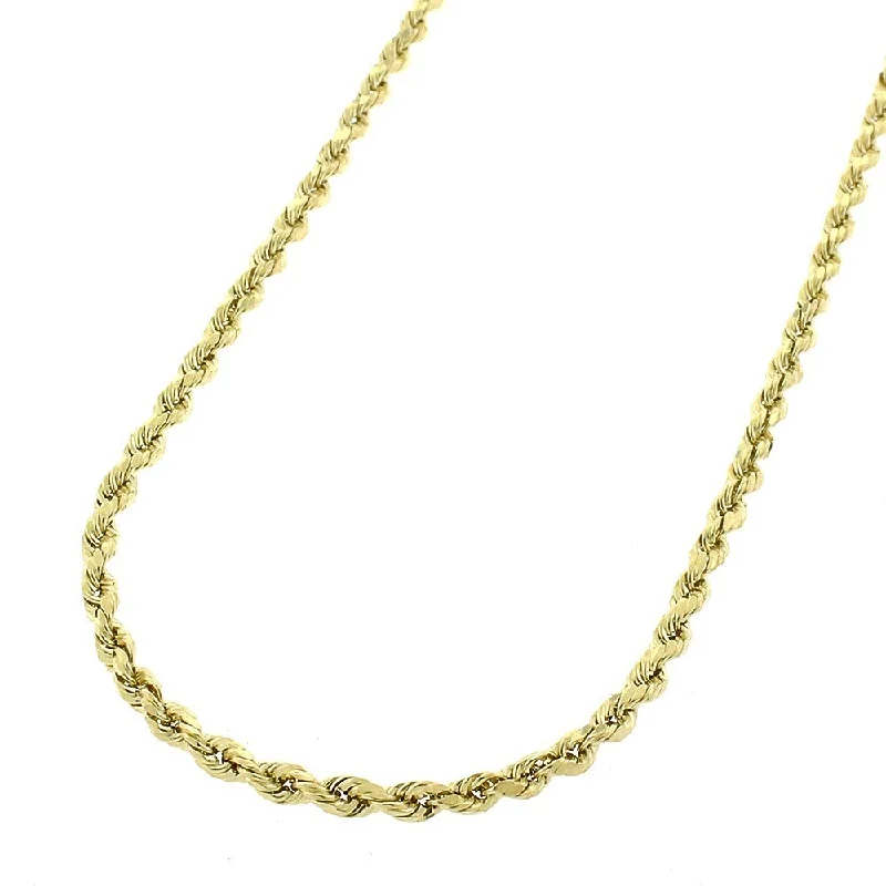 women anniversary gift necklaces -10k Yellow Gold 2mm Hollow Rope Braided Link Twisted Chain Necklace 16" - 30"